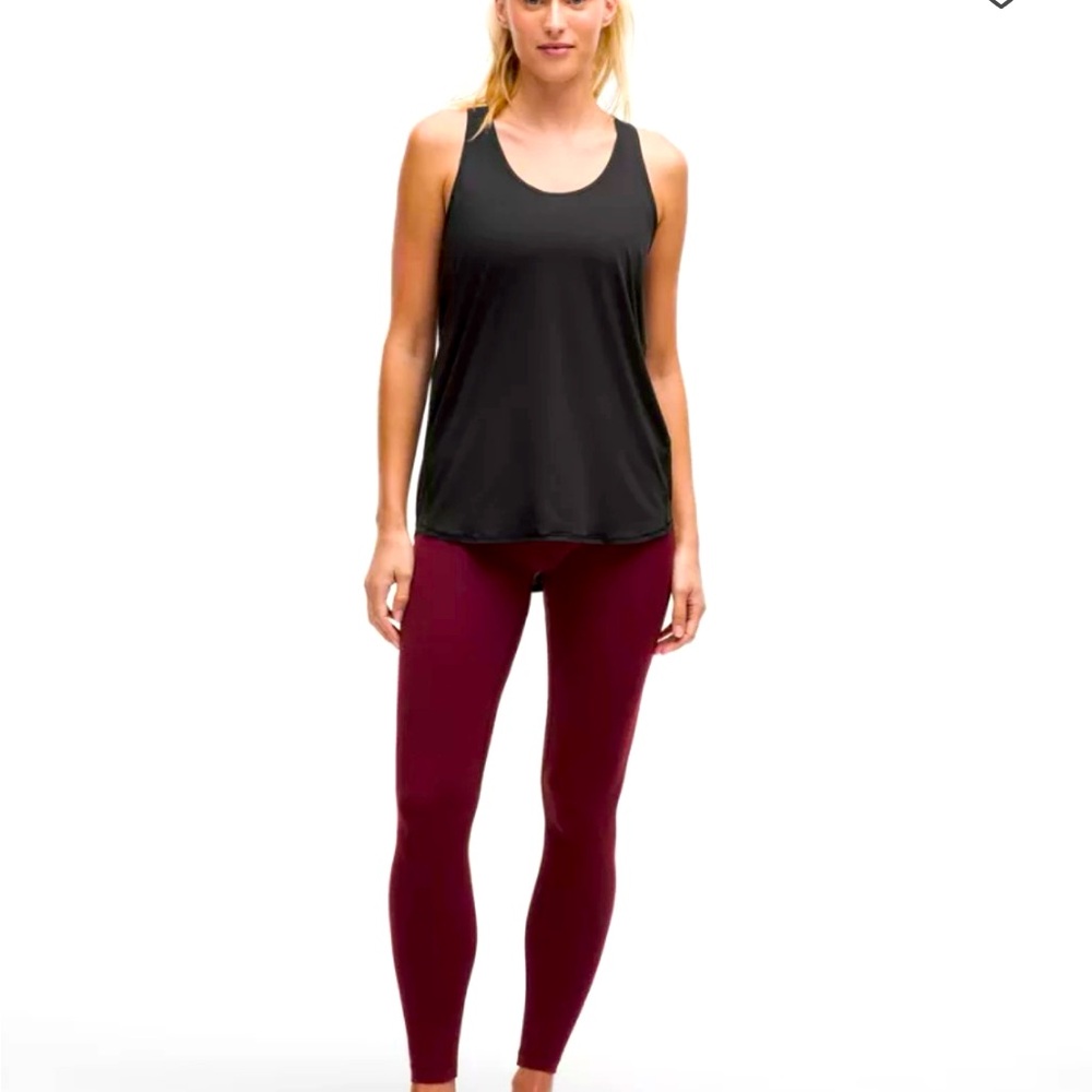 Lululemon black “Essential Tank Pleated
Jersey” size 6